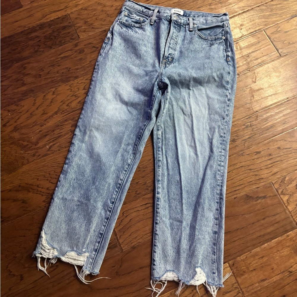 Pistola High-Rise Button Fly Straight Jeans (Size 30)